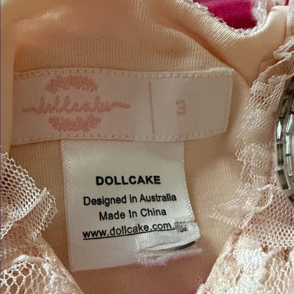 Dollcake Blush Pink Ruffled Tulle Party Dress with Beaded Shoulder Accents